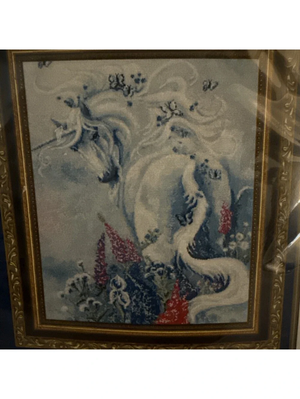 Kustom Krafts Unicorn & Floral “Enchantment” Counted Cross Stitch Kit New 16x20